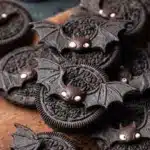 Delicious Bat Oreos decorated for Halloween