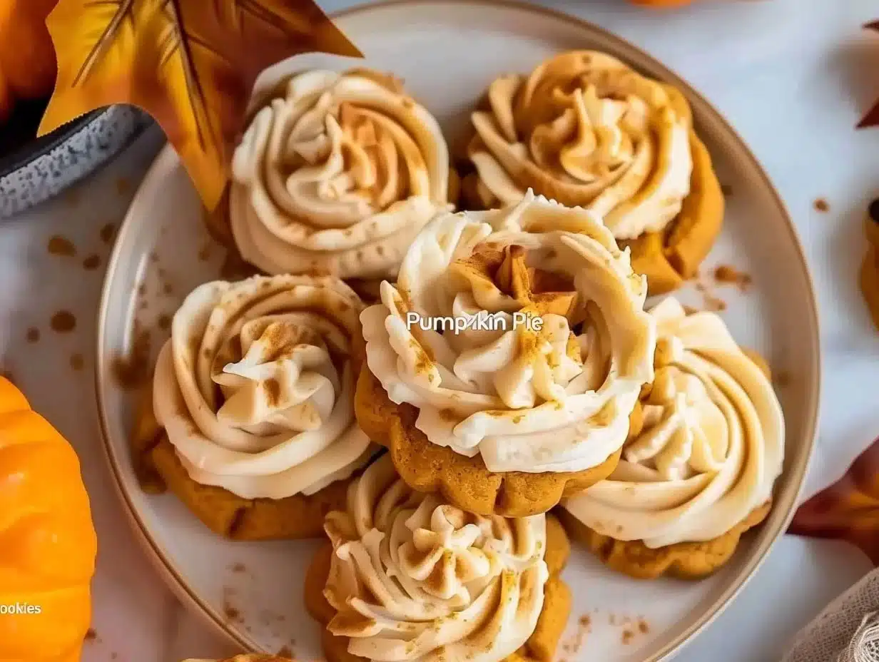 Thanksgiving pumpkin pie cookies on a festive table