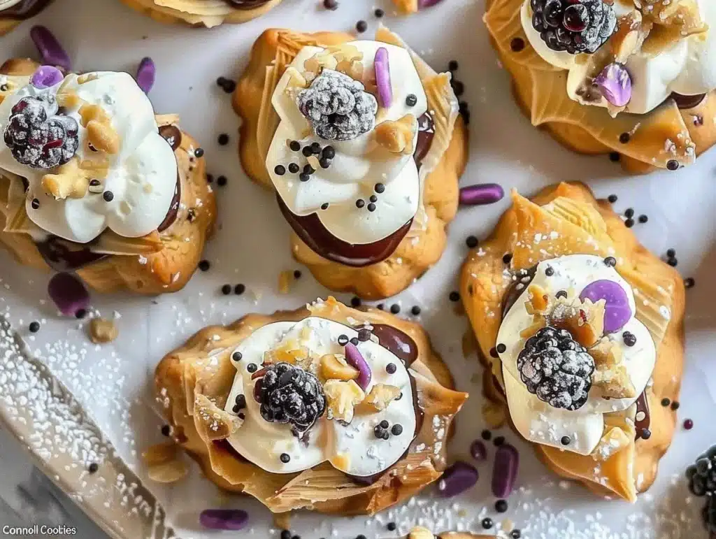 Delicious Cannoli Cookies with ricotta filling and chocolate chips.