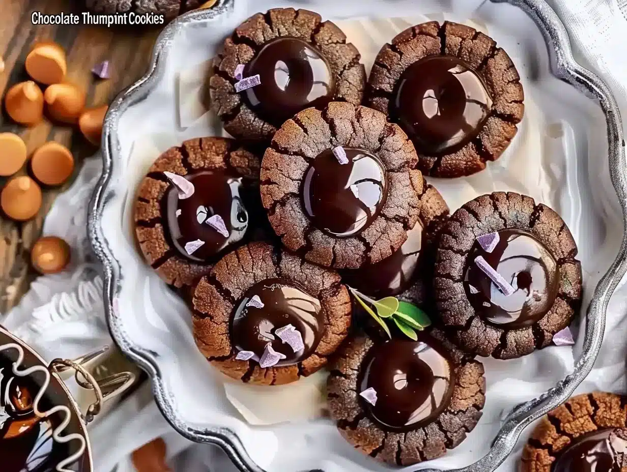 Delicious homemade Chocolate Thumbprint Cookies with chocolate filling