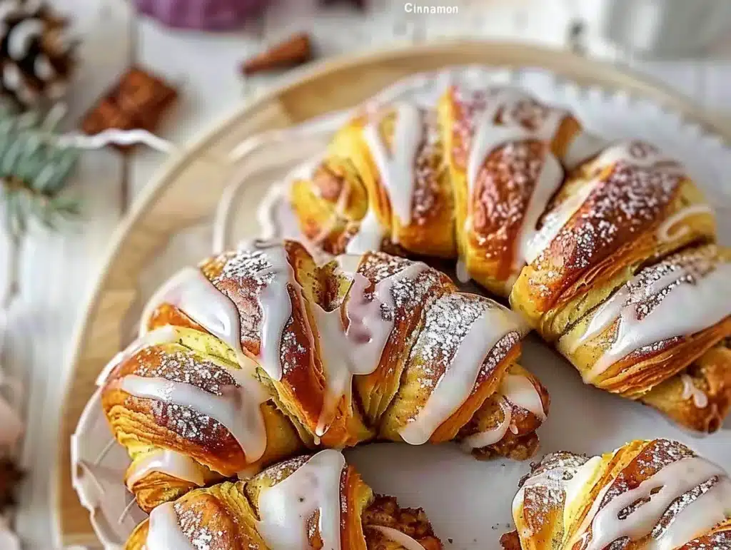 Freshly baked Cinnamon Crescent Rolls with a sweet cinnamon filling