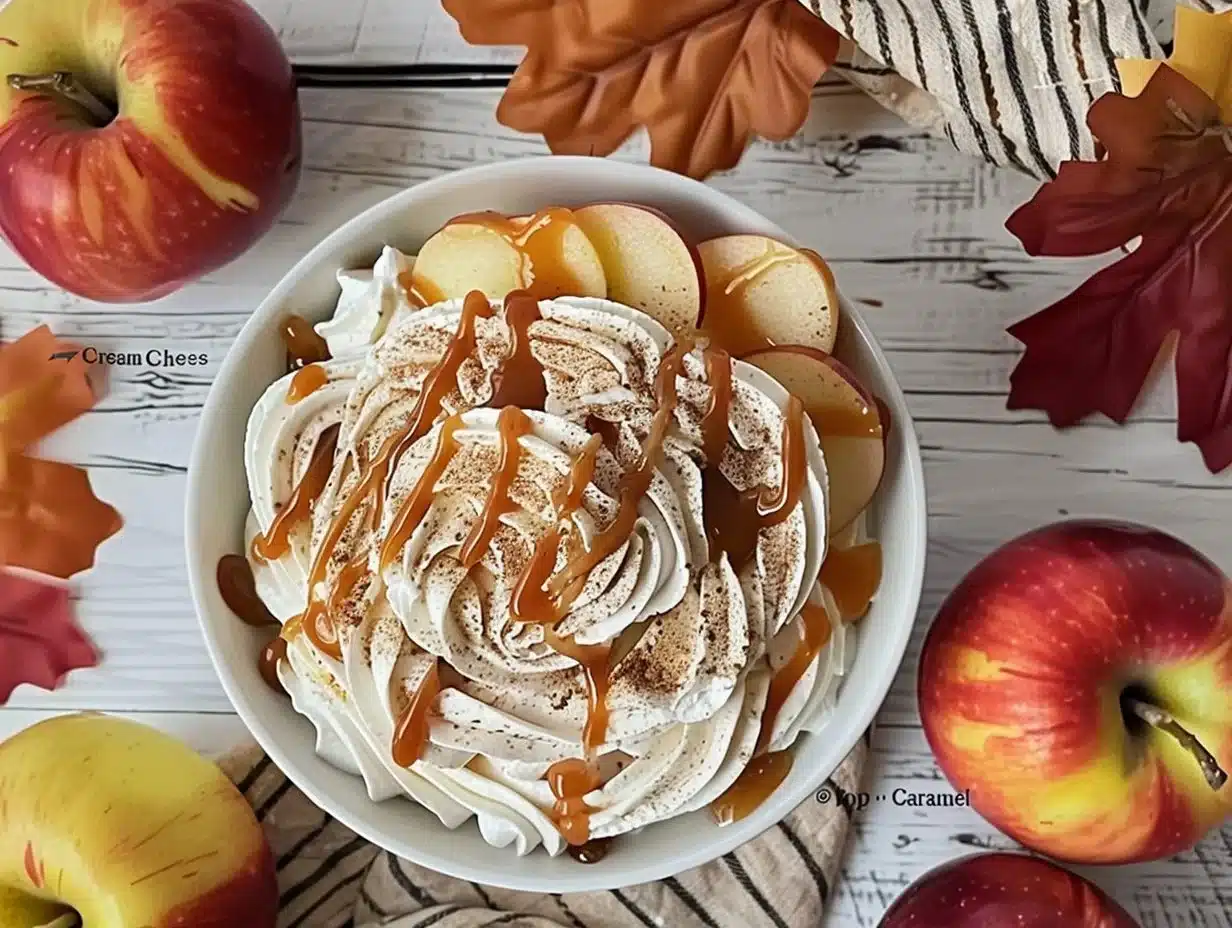 Cream Cheese Caramel Apple Dip 1 Cream Cheese Caramel Apple Dip served with apple slices