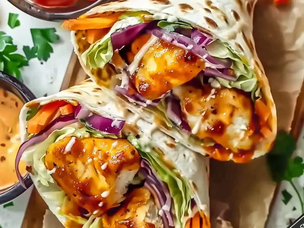 Crispy air fryer chicken wraps with mozzarella cheese, plated and ready to enjoy.