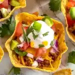 Easy homemade taco cups filled with savory ingredients
