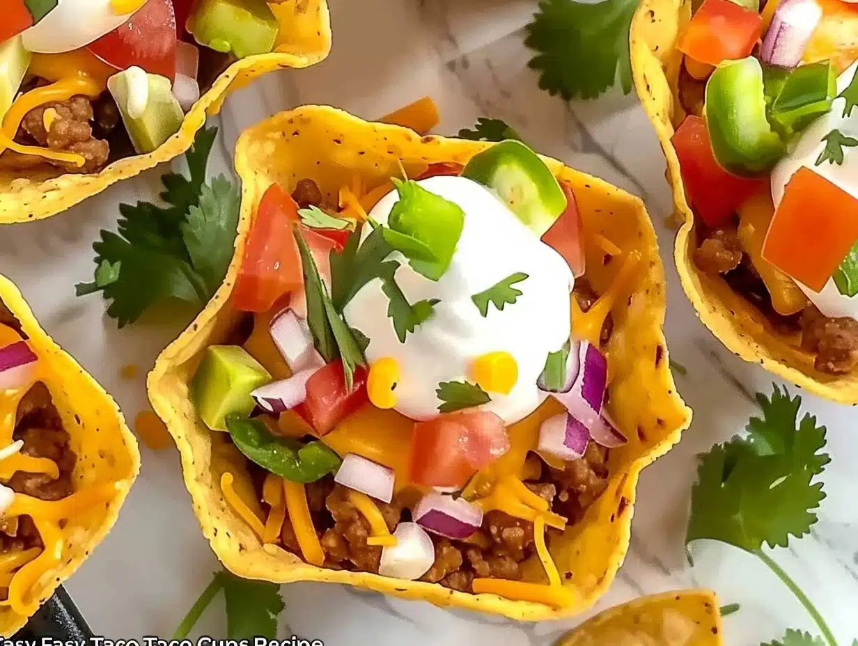 Easy homemade taco cups filled with savory ingredients