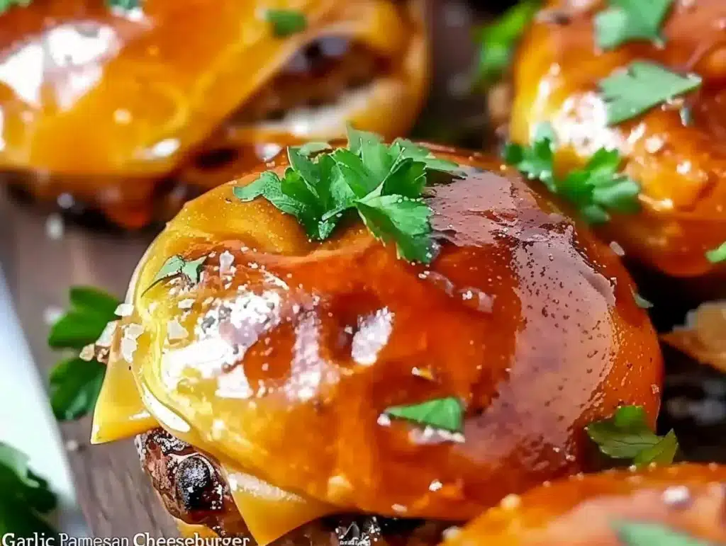 Garlic Parmesan Cheeseburger Bombs ready to be served