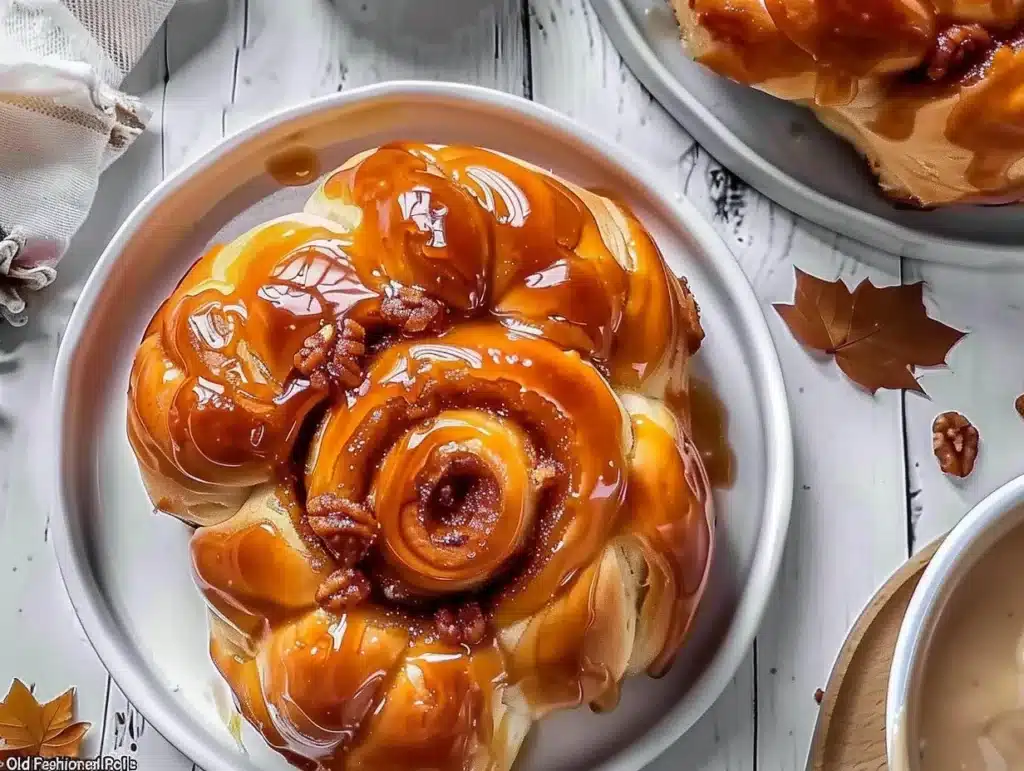 Delicious old-fashioned caramel rolls drizzled with rich caramel sauce