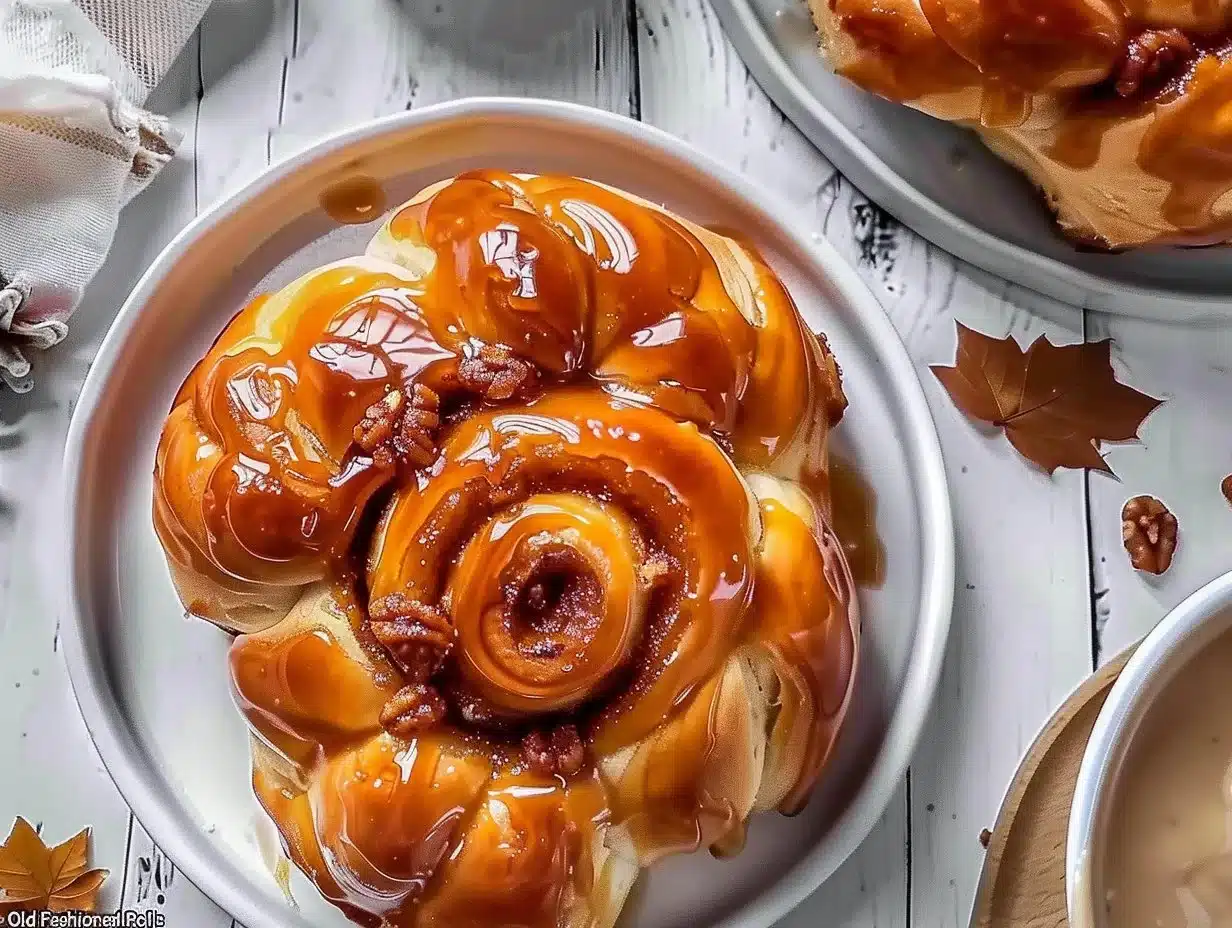 Delicious old-fashioned caramel rolls drizzled with rich caramel sauce