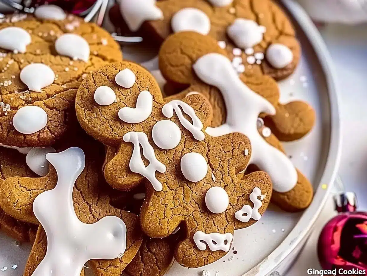 Soft gingerbread cookies decorated for the holidays