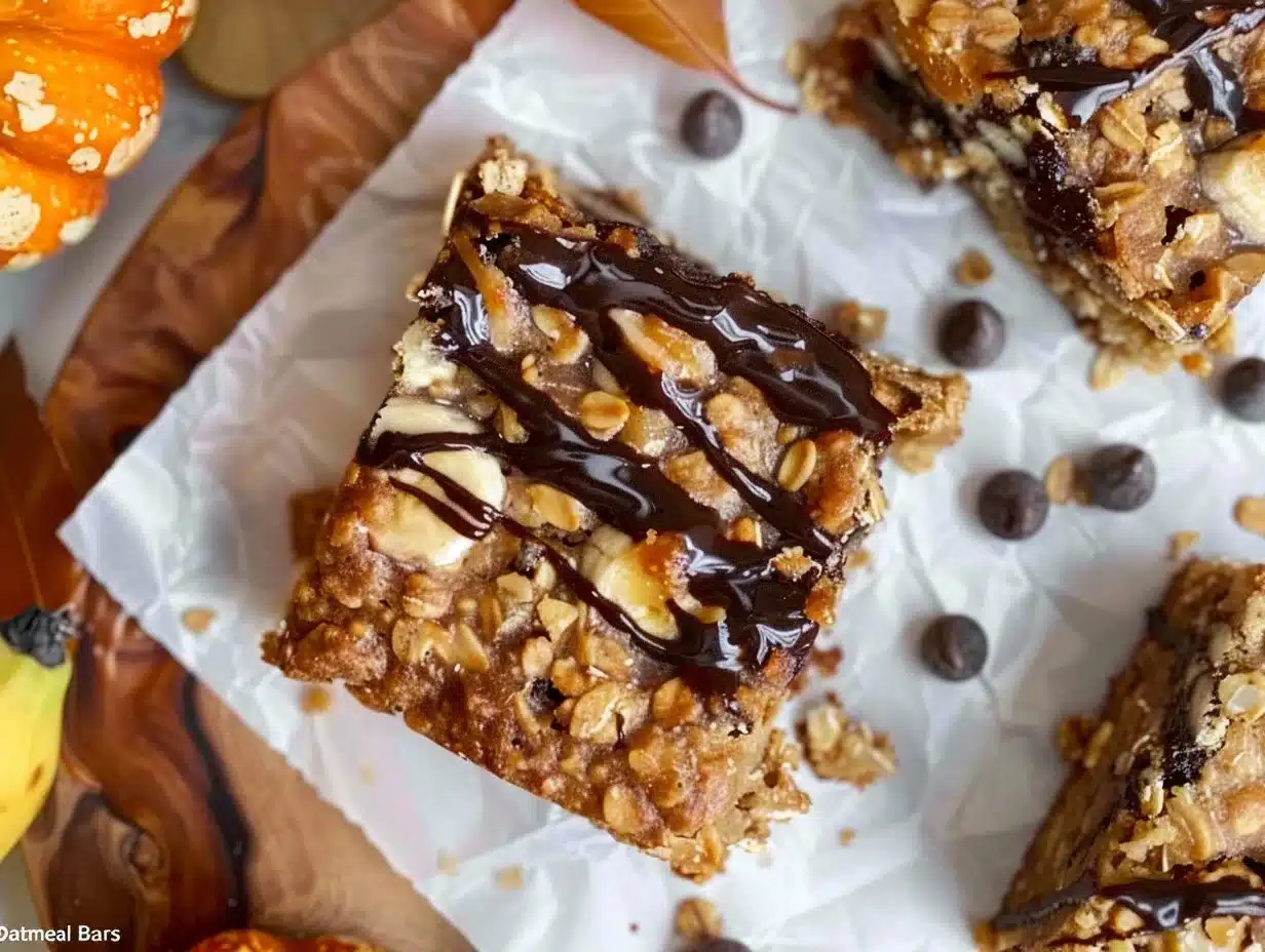 Homemade Banana Oatmeal Bars with oats and ripe bananas