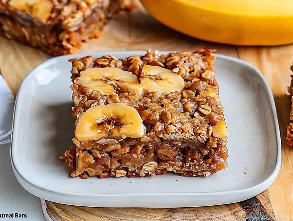 Healthy banana oatmeal bars baked with ripe bananas and oats