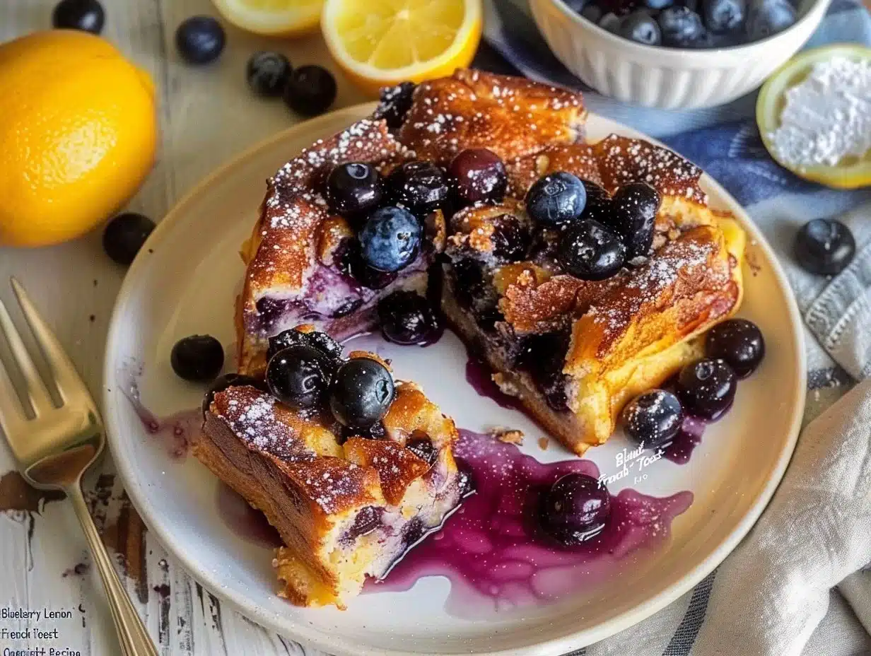 Blueberry Lemon French Toast Casserole ready for breakfast