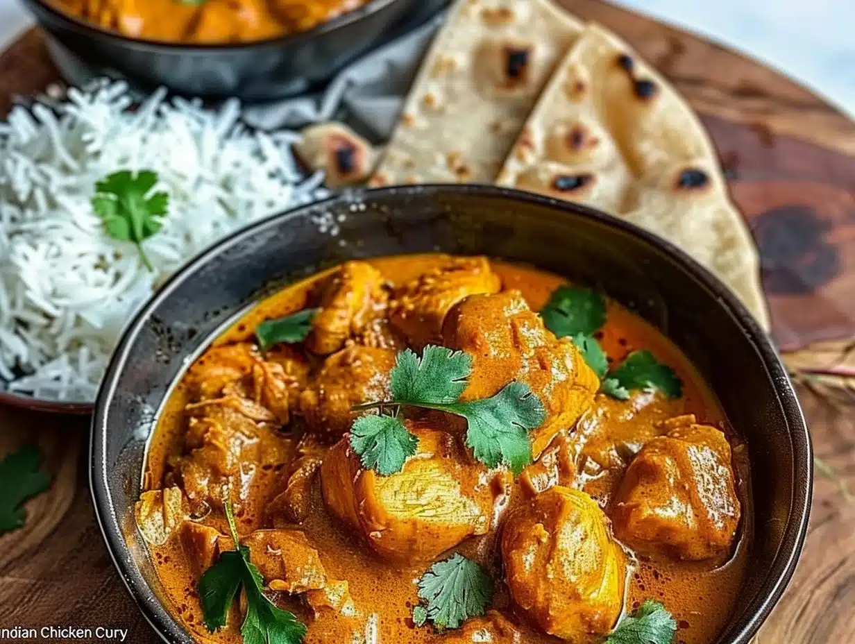 Indian Chicken Curry 1 Delicious Indian Chicken Curry garnished with fresh herbs and spices
