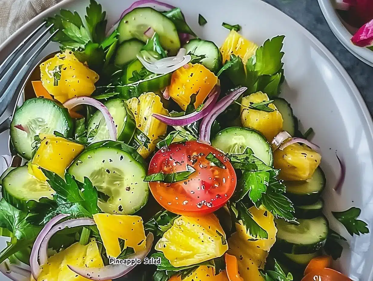 Fresh Pineapple Cucumber Salad with vibrant colors and healthy ingredients