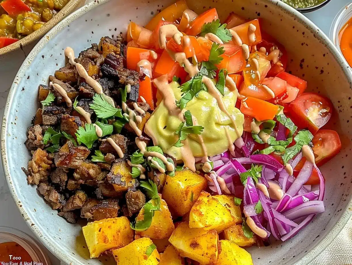 Healthy Potato Taco Bowl meal prep ready to enjoy in a vibrant bowl.