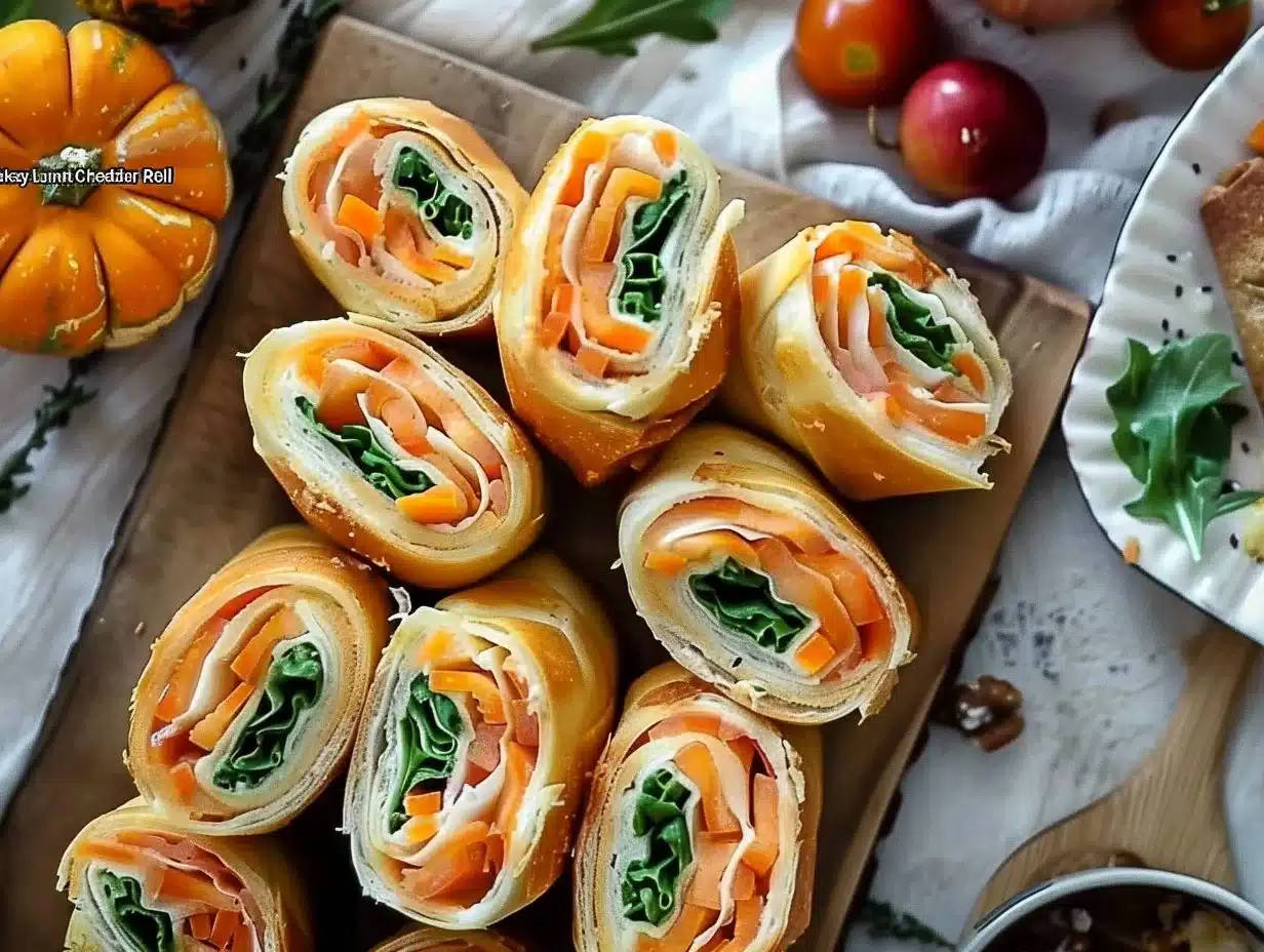 Turkey Cheddar Lunch Roll Ups wrapped in a tortilla with fresh veggies