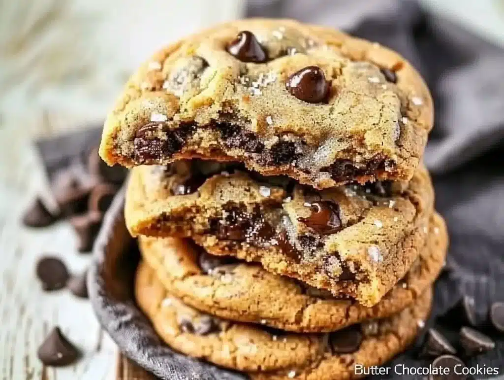 Freshly baked brown butter chocolate chip cookies on a cooling rack.