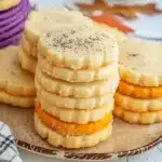 Delicious homemade shortbread cookies arranged on a plate.