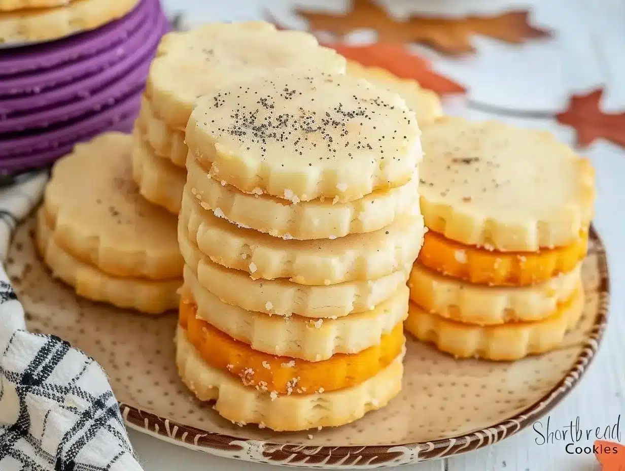 Delicious homemade shortbread cookies arranged on a plate.