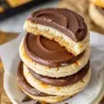 Delicious Twix Cookies topped with caramel and chocolate for a sweet dessert.